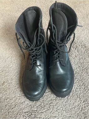 Classic Black Lace-Up Combat Boots — shipped from Ukraine
